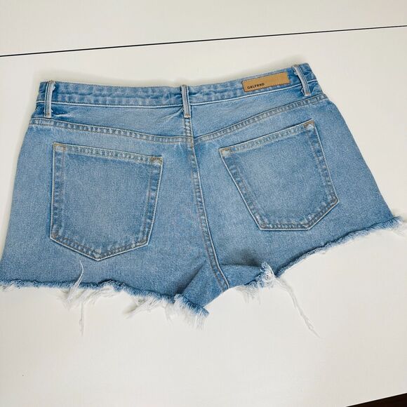 Grlfrnd Medium Wash Can't Get Enough Cindy Button Fly Cutoff Raw Hem Shorts 31 - Picture 7 of 12
